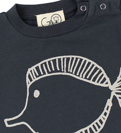 Gro T-Shirt - Norr - Stahlgrau m. Fisch Gro T-Shirt - Norr - Stahlgrau m. Fisch