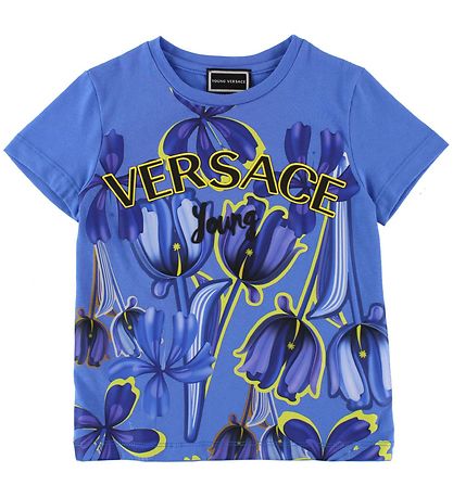 Young Versace T-shirt - Blå m. Blommor