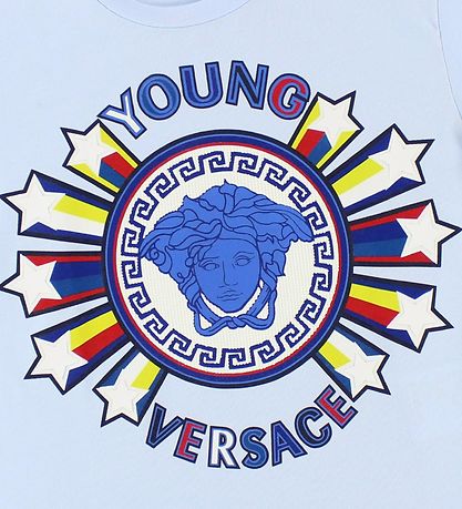 Young Versace T-skjorte - Lyseblå m. Logo/Stjerner Young Versace T-skjorte - Lyseblå m. Logo/Stjerner