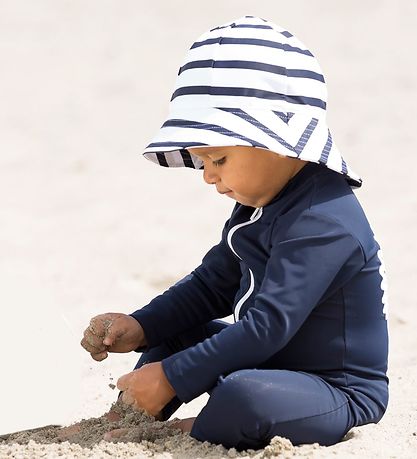 Petit Crabe Swim Hat - Frey - UV50 - White/Navy Striped Petit Crabe Swim Hat - Frey - UV50 - White/Navy Striped