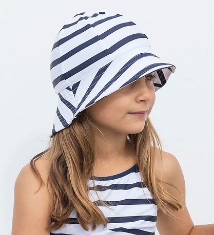 Petit Crabe Swim Hat - Frey - UV50 - White/Navy Striped