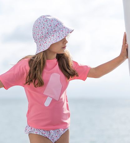 Petit Crabe Swim Hat - Frey - UV50+ - White w. Flamingo Petit Crabe Swim Hat - Frey - UV50+ - White w. Flamingo