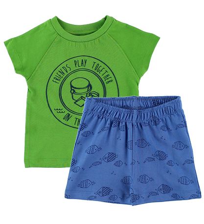 Color Kids Shorts Set - Naung - Green/Blue w. Fish Color Kids Shorts Set - Naung - Green/Blue w. Fish