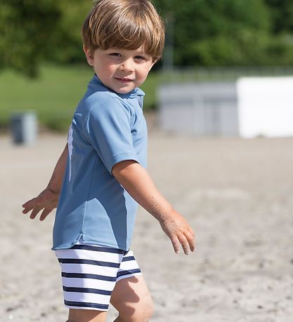Petit Crabe Swim Shorts - Alex - UV50+ - White/Navy Striped Petit Crabe Swim Shorts - Alex - UV50+ - White/Navy Striped