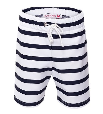 Petit Crabe Swim Shorts - Alex - UV50+ - White/Navy Striped Petit Crabe Swim Shorts - Alex - UV50+ - White/Navy Striped