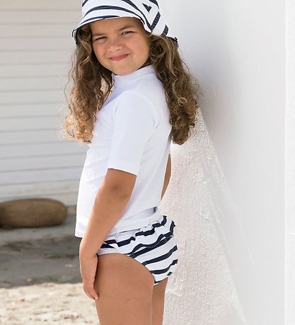 Culottes de Bikini Petit Crabe - Zoe - UV50+ - Blanc/Marine à Ra Culottes de Bikini Petit Crabe - Zoe - UV50+ - Blanc/Marine à Ra