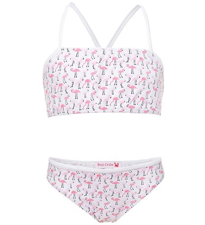 Petit Crabe Bikini - Louise - UV50+ - White w. Flamingo Petit Crabe Bikini - Louise - UV50+ - White w. Flamingo