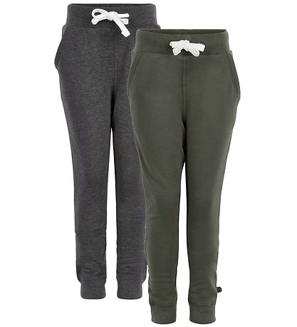 Minymo Sweatpants - 2-Pack - Charcoal Grey/Army Minymo Sweatpants - 2-Pack - Charcoal Grey/Army