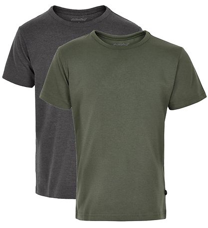 Minymo T-shirt - 2-Pack - Charcoal Grey/Army Minymo T-shirt - 2-Pack - Charcoal Grey/Army