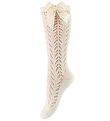 Condor Knee-High Socks w. Bow - Knitted - Cream