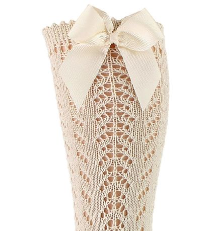 Condor Kniestrümpfe m. Schleife - Strick - Beige Condor Kniestrümpfe m. Schleife - Strick - Beige