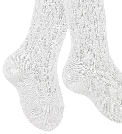 Condor Tights w. Pointelle - White Condor Tights w. Pointelle - White