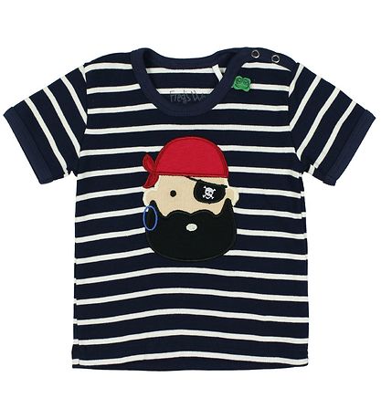 Freds World T-shirt - Navy Striped w. Pirate