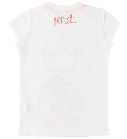 Fendi Kids T-shirt - White w. Fendirumi/Golden Crown