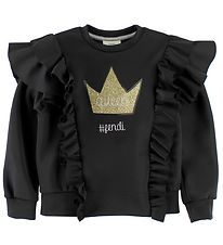 Fendi Kids Blouse - Black w. Ruffles/Golden Crown Fendi Kids Blouse - Black w. Ruffles/Golden Crown