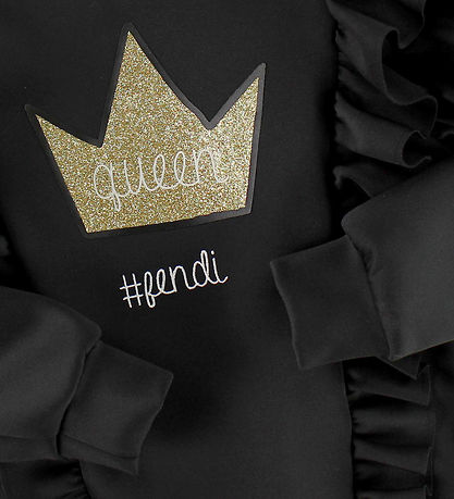 Fendi Kids Blouse - Black w. Ruffles/Golden Crown