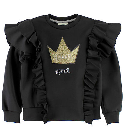 Fendi Kids Blouse - Black w. Ruffles/Golden Crown
