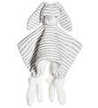 Teddykompaniet Comfort Blanket - Rabbit - Grey/White Striped Teddykompaniet Comfort Blanket - Rabbit - Grey/White Striped