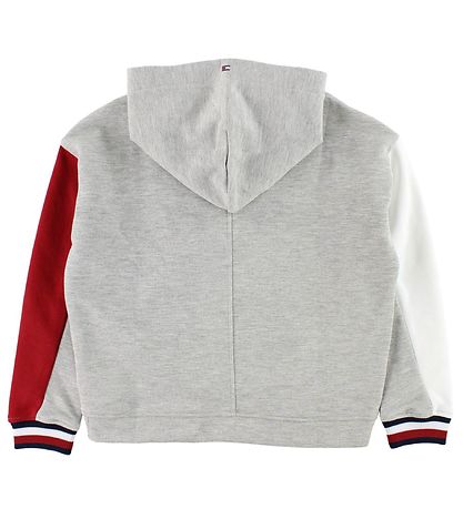 Tommy Hilfiger Hoodie - Grijs Gevlekt m. Rood/Wit