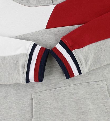 Tommy Hilfiger Hoodie - Grijs Gevlekt m. Rood/Wit