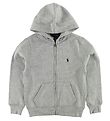 Polo Ralph Lauren Zip Thru Hoodie - Sweat - Grey Melange w. Logo Polo Ralph Lauren Zip Thru Hoodie - Sweat - Grey Melange w. Logo