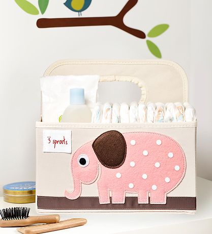 3 Sprouts Storage Basket w. Handle - 25x28x26 - Elephant 3 Sprouts Storage Basket w. Handle - 25x28x26 - Elephant