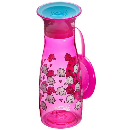 Wow Cup Water Bottle - Mini - 350 mL - Pink w. Elephants Wow Cup Water Bottle - Mini - 350 mL - Pink w. Elephants