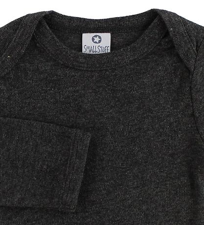 Smallstuff Bodysuit l/s - Charcoal Melange w. Elephants Smallstuff Bodysuit l/s - Charcoal Melange w. Elephants