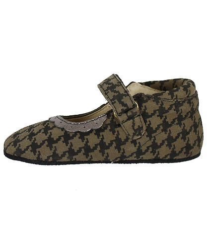 En Fant Ballerina Hausschuhe - Braun/Schwarz m. Muster En Fant Ballerina Hausschuhe - Braun/Schwarz m. Muster