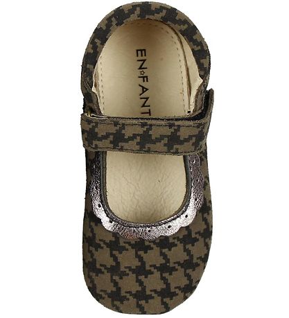 En Fant Ballerina Hausschuhe - Braun/Schwarz m. Muster En Fant Ballerina Hausschuhe - Braun/Schwarz m. Muster