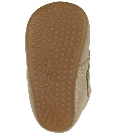 Pom Pom Soft Sole Leather Shoes - Gold Glitter