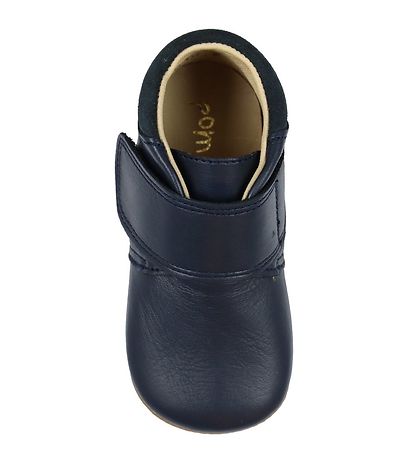 Pom Pom Soft Sole Leather Shoes - Navy Pom Pom Soft Sole Leather Shoes - Navy
