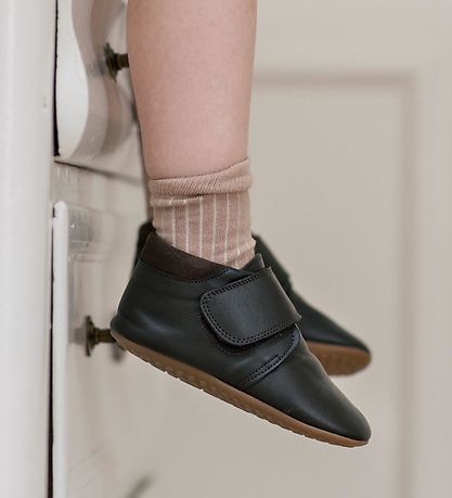 Pom Pom Soft Sole Leather Shoes - Black