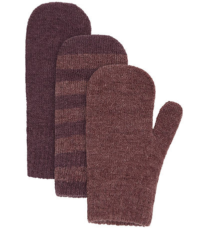 Minymo Fäustlinge - Wolle - 3er-Pack - Heidelbeere