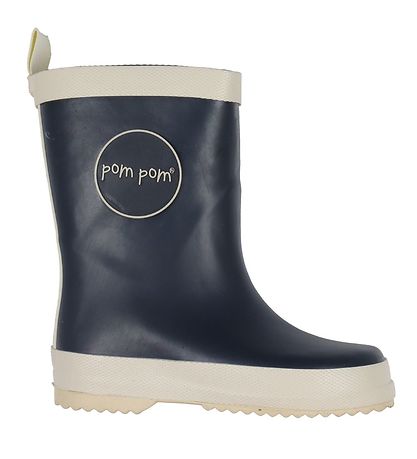 Pom Pom Rubber Boots - Navy