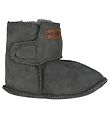 Pom Pom Soft Sole Leather Shoes w. Wool - Grey Pom Pom Soft Sole Leather Shoes w. Wool - Grey