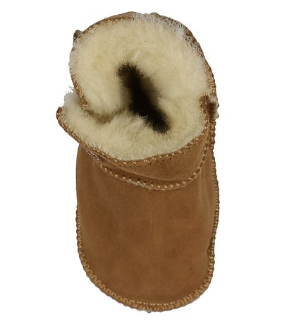 Pom Pom Slippers w. Wool - Camel