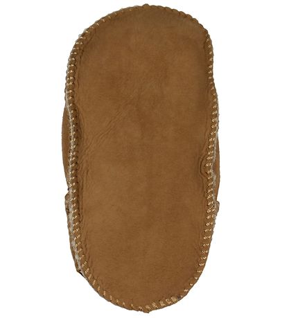 Pom Pom Slippers w. Wool - Camel