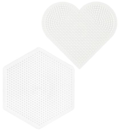 Hama Midi - Bügelperlensteckplatten - 2er-Pack - Herz & Sechseck Hama Midi - Bügelperlensteckplatten - 2er-Pack - Herz & Sechseck