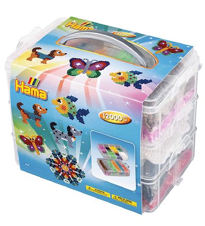 Hama Midi Perlenbox - 22x15x19 - 12.000 st. + 3 Perlen Steckplat Hama Midi Perlenbox - 22x15x19 - 12.000 st. + 3 Perlen Steckplat