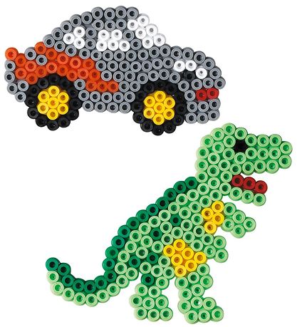 Hama Midi Beads - Small World - 2000 pcs. - Dinosaurs & Cars Hama Midi Beads - Small World - 2000 pcs. - Dinosaurs & Cars