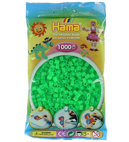 Hama Midi Beads - 1000 pcs - Neon Green Hama Midi Beads - 1000 pcs - Neon Green