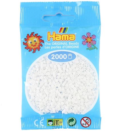 Hama Mini Beads - 2000 pcs - White Hama Mini Beads - 2000 pcs - White