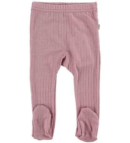 Joha Leggings w. Footies - Wool - Rose w. Rib Joha Leggings w. Footies - Wool - Rose w. Rib