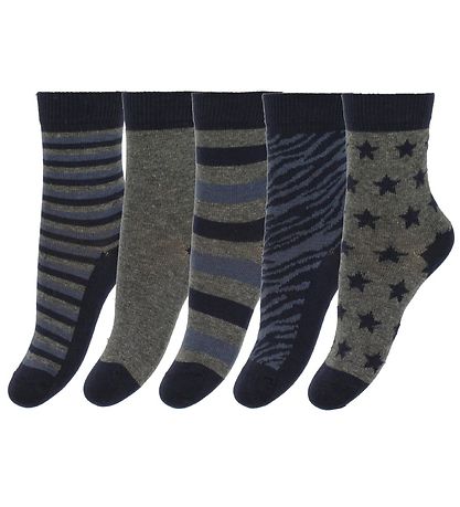 Minymo Socks - 5-Pack - Blue/Grey Striped Minymo Socks - 5-Pack - Blue/Grey Striped
