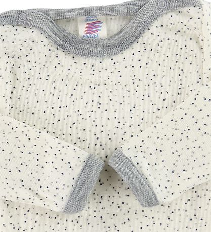 Engel Bodysuit L/æ - Wool/Silk - Cream/Gray w. Dots