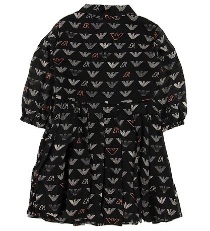 Emporio Armani Kjole - Viskose - Svart m. Over alt Logo Emporio Armani Kjole - Viskose - Svart m. Over alt Logo