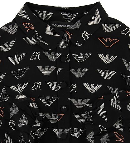 Emporio Armani Kjole - Viskose - Svart m. Over alt Logo Emporio Armani Kjole - Viskose - Svart m. Over alt Logo