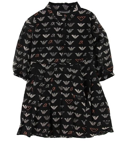 Emporio Armani Kjole - Viskose - Svart m. Over alt Logo Emporio Armani Kjole - Viskose - Svart m. Over alt Logo