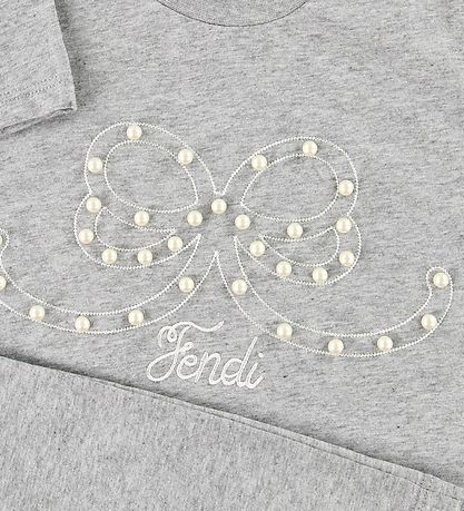 Fendi Kids T-shirt - Grey Melange w. Beads Fendi Kids T-shirt - Grey Melange w. Beads